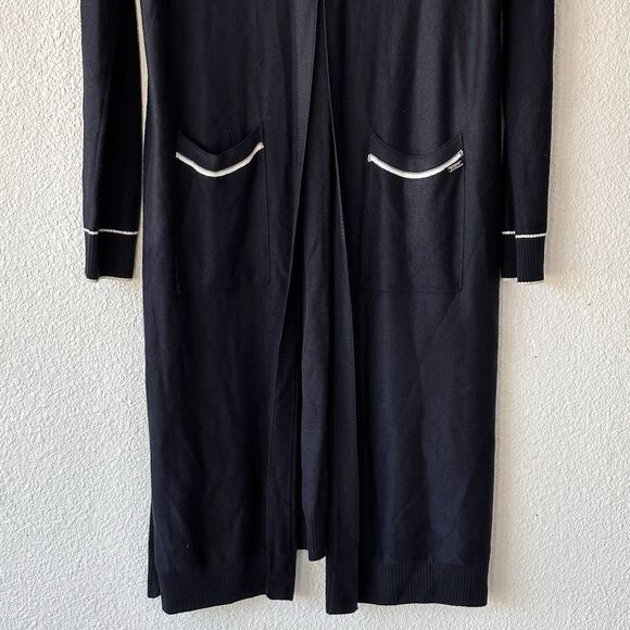 St John Navy Blue Handbeaded Long Cardigan Sweater Size M - Picture 3 of 13